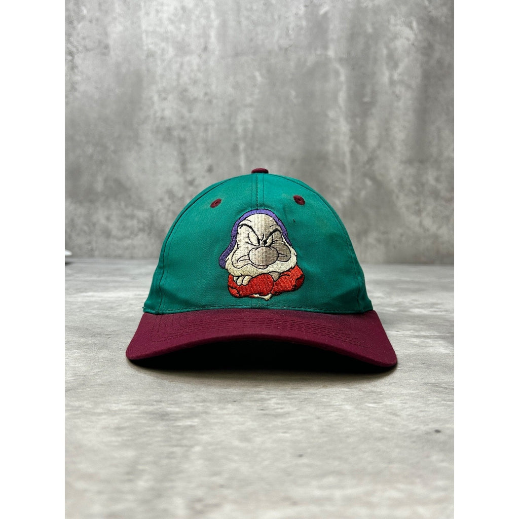 Vintage 90s Disney Grumpy Dwarf Embroidered Cartoon Snapback Hat YOUTH OSFA