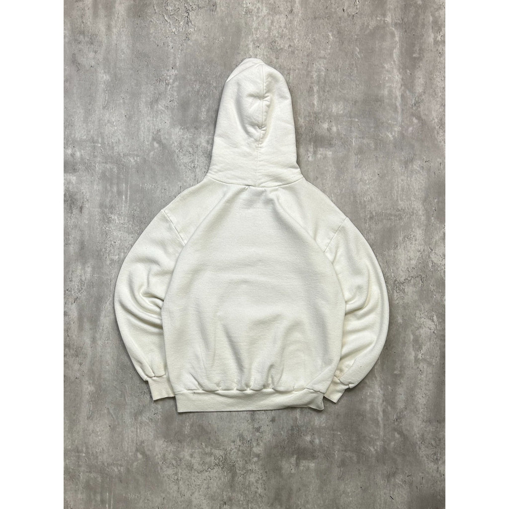 Vintage 90s JERZEES Blank Pullover Hooded White Sweatshirt Size Large