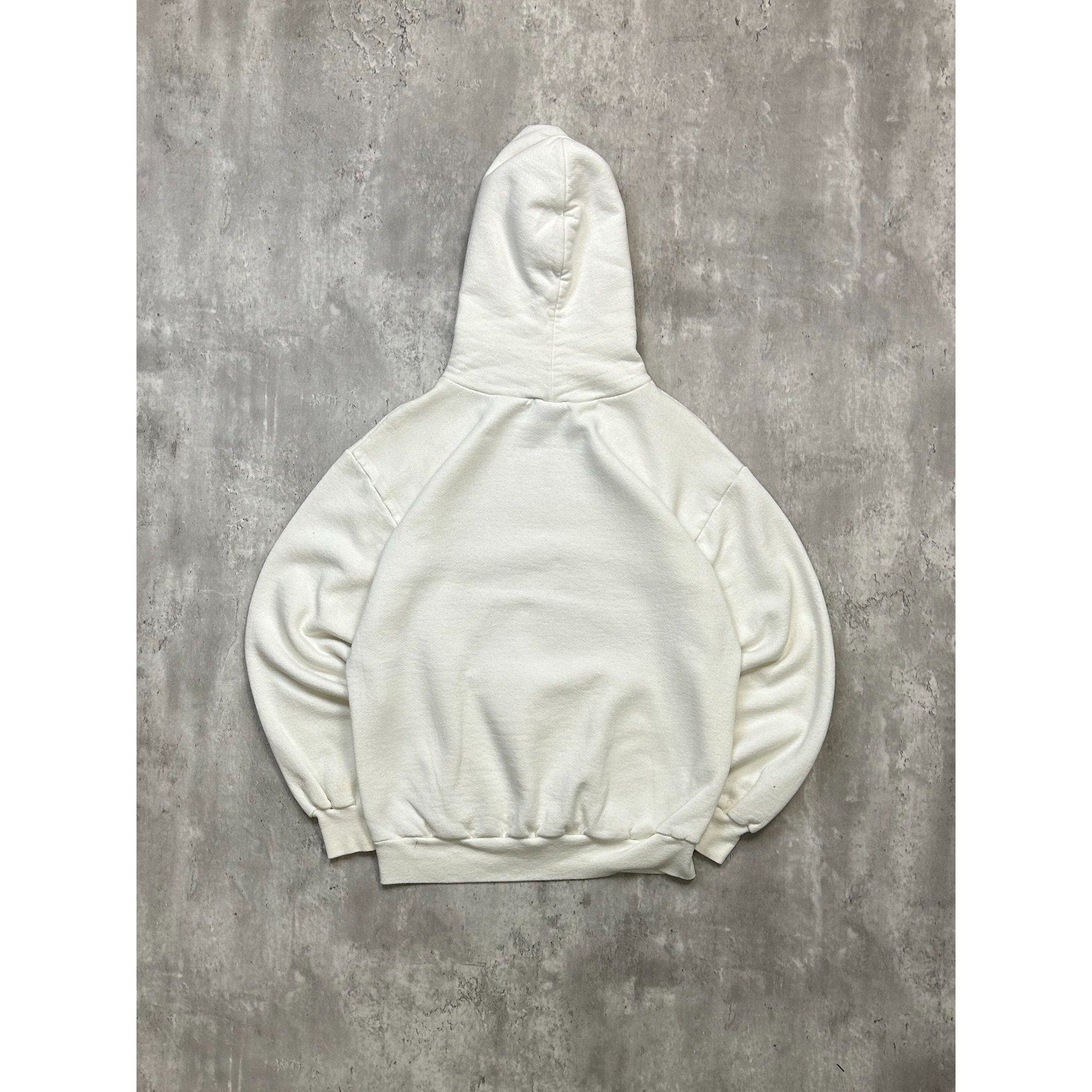 Vintage 90s JERZEES Blank Pullover Hooded White Sweatshirt Size Large