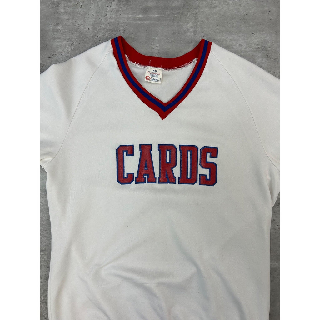 Vintage 80s Cards Graphic Spellout Pullover Jersey Size Small White