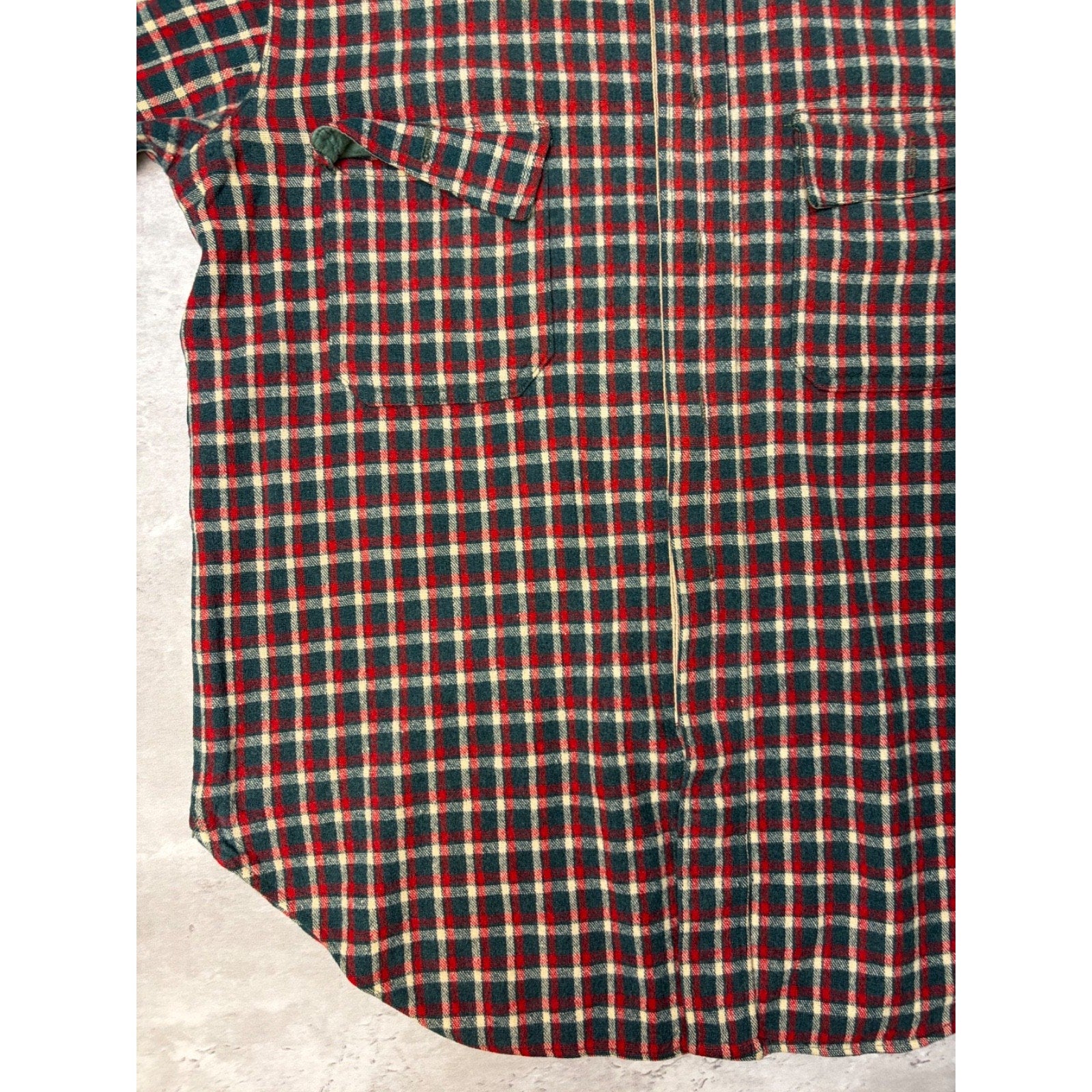 Vintage 1950s Buckskein 1005 Wool Plaid Print Full Zip Flannel Shirt Size Large