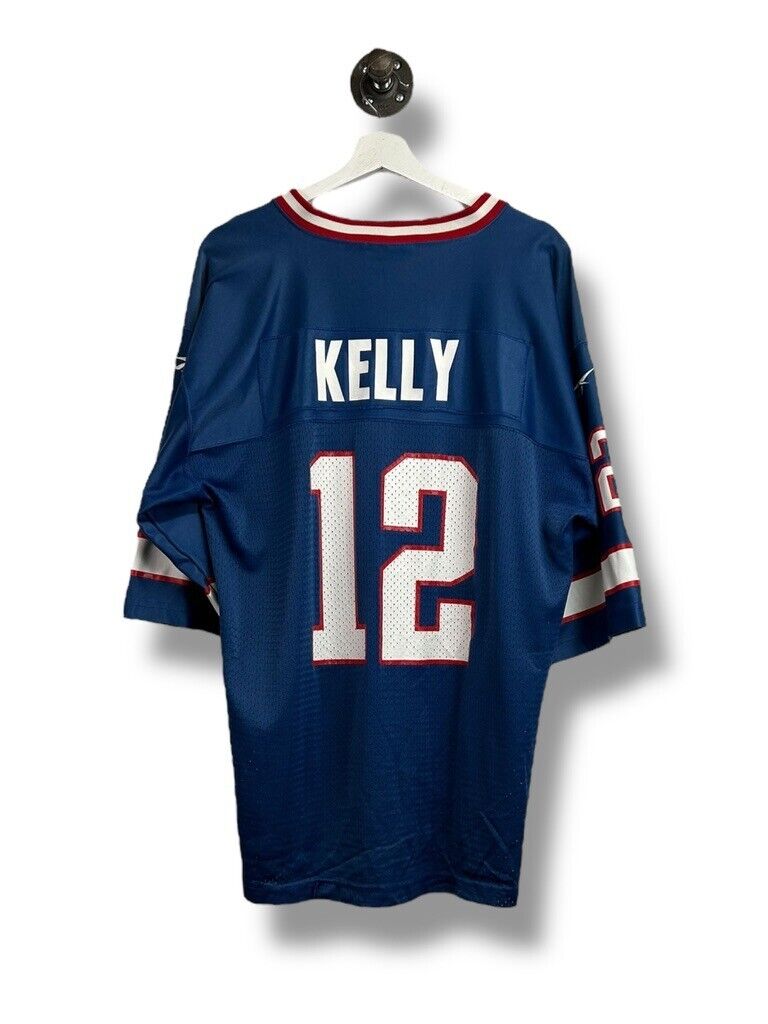 Vintage 90s Jim Kelly #12 Buffalo Bills NFL Reebok Football Jersey Size Large