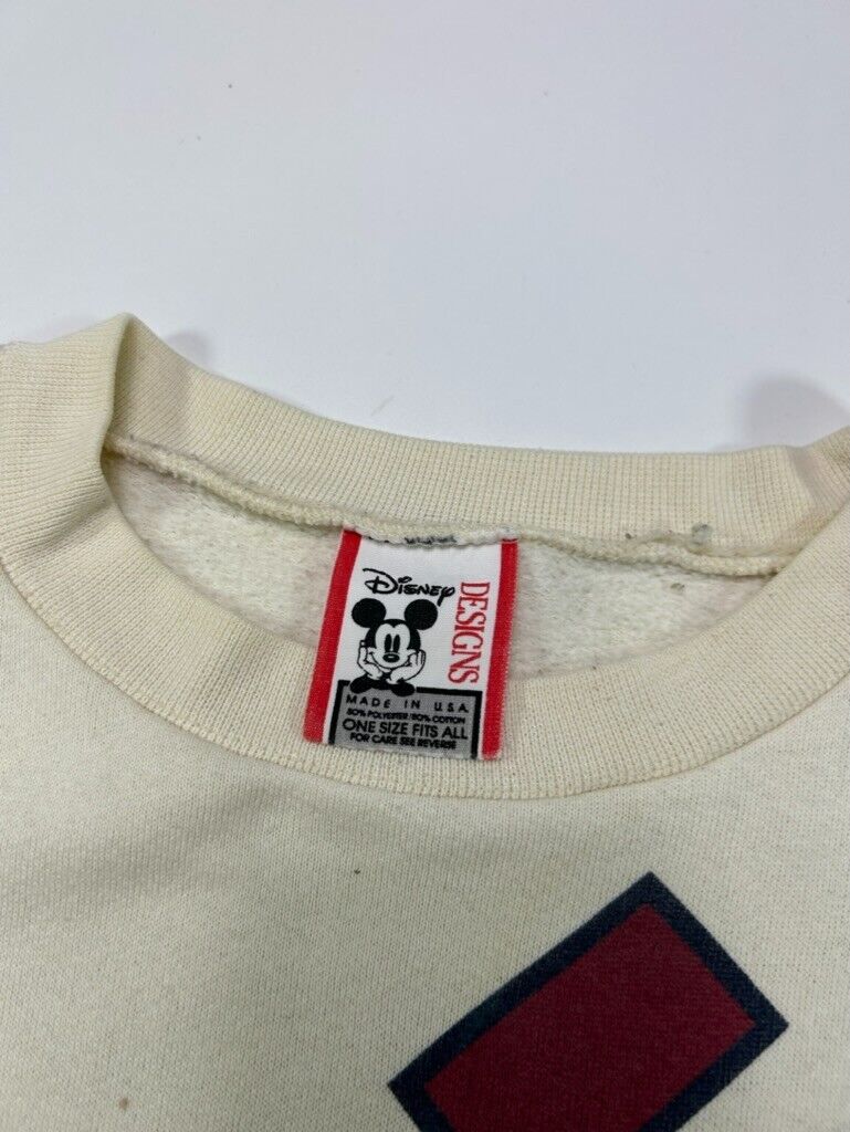 Vintage 90s Mickey Mouse Cartoon Character Crewneck Sweatshirt Size XL Beige