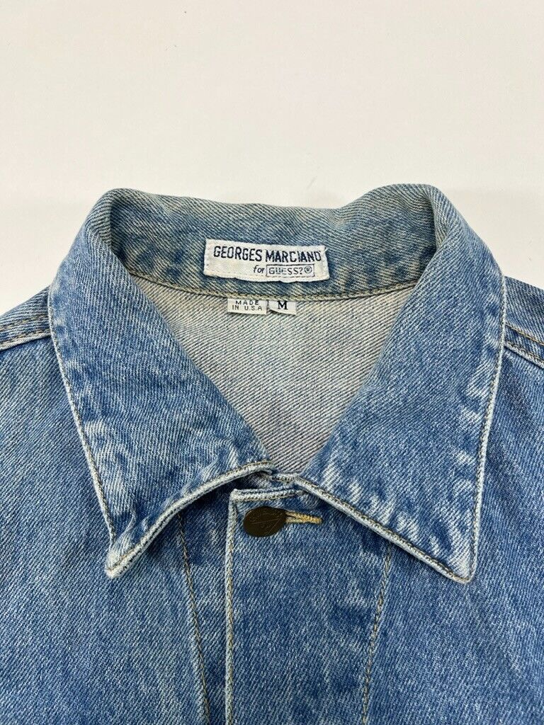 Vintage 90s Guess Light Wash Denim Trucker Jacket Size Medium Made in USA