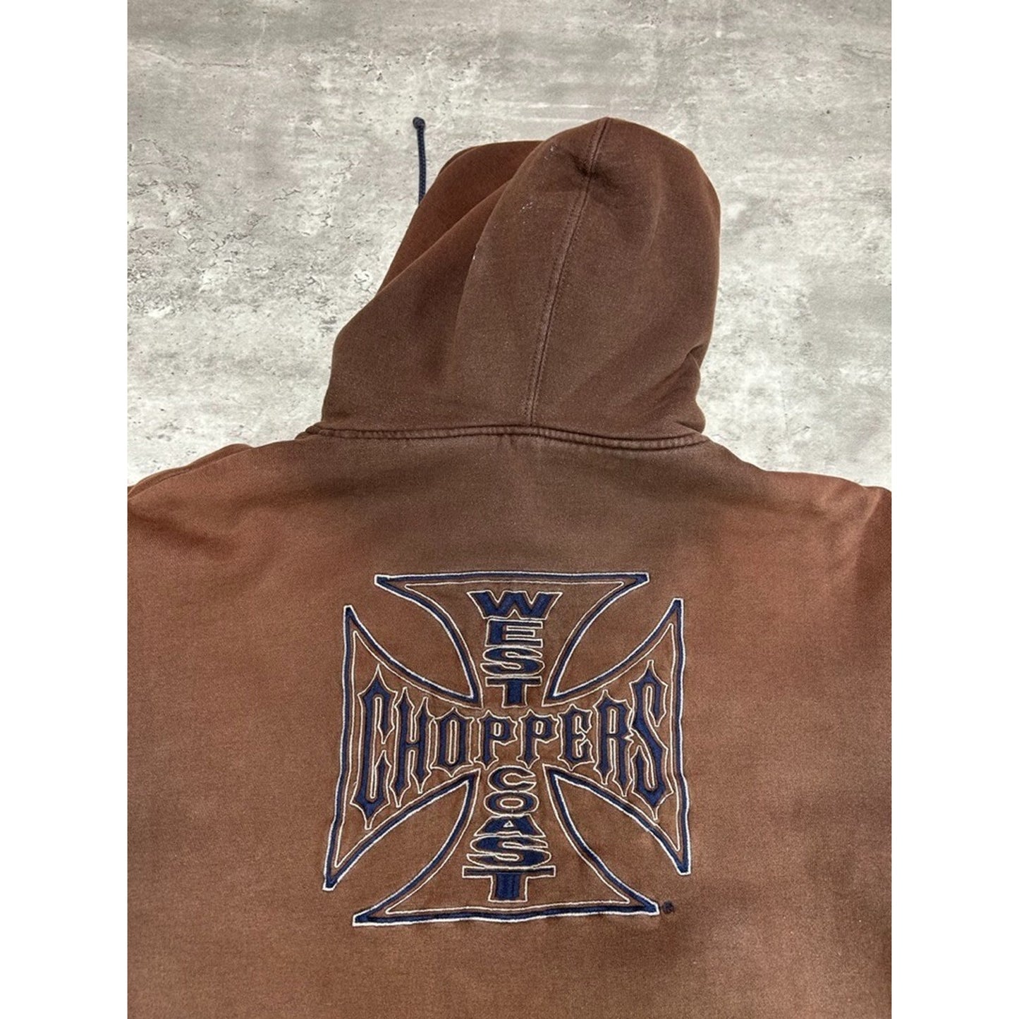 Vintage Y2k West Coast Choppers Embroidered Full Zip Hooded Sweatshirt Size Large