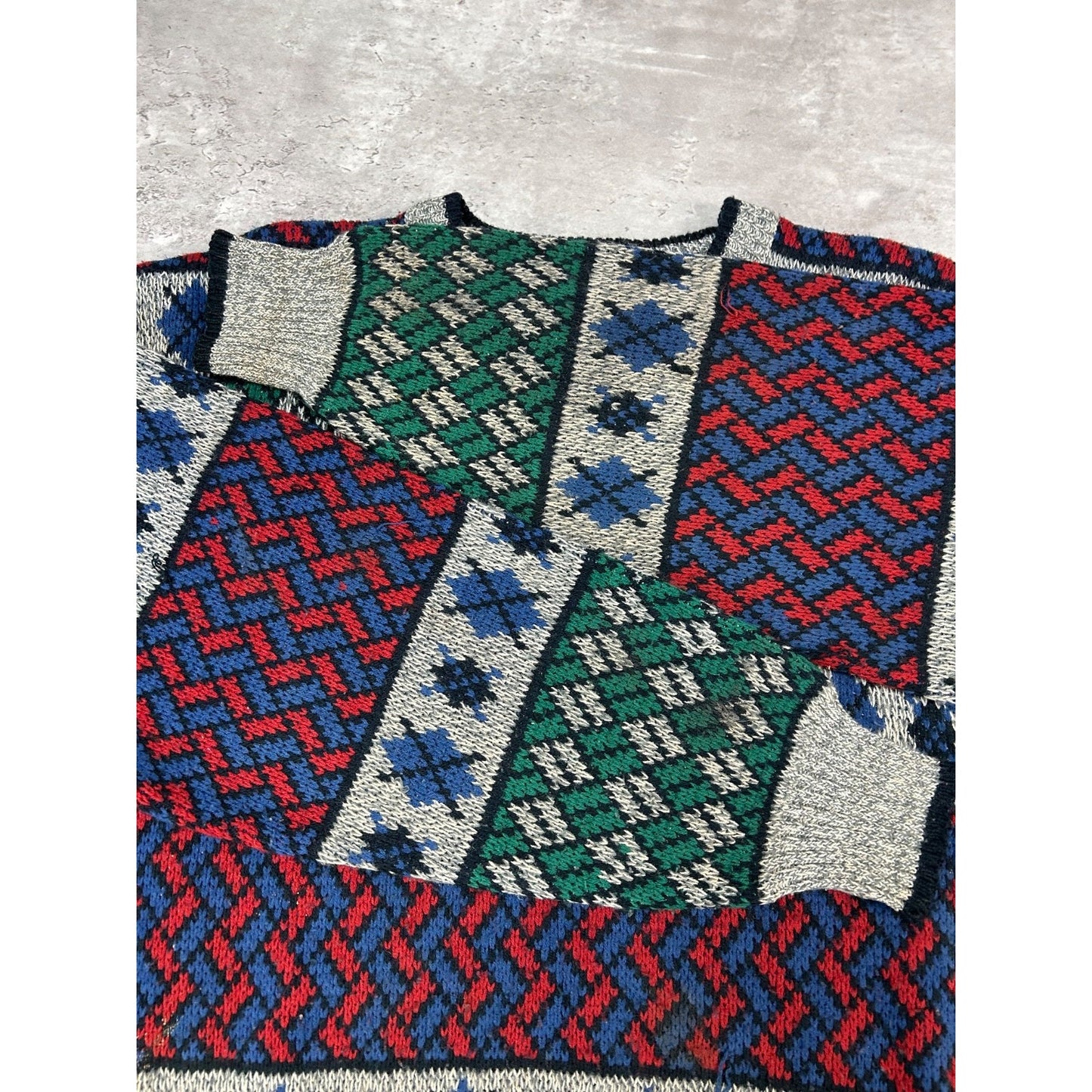 Vintage 90s Van Heusen Hennessy Abstract Patter Knit Sweater Size LT