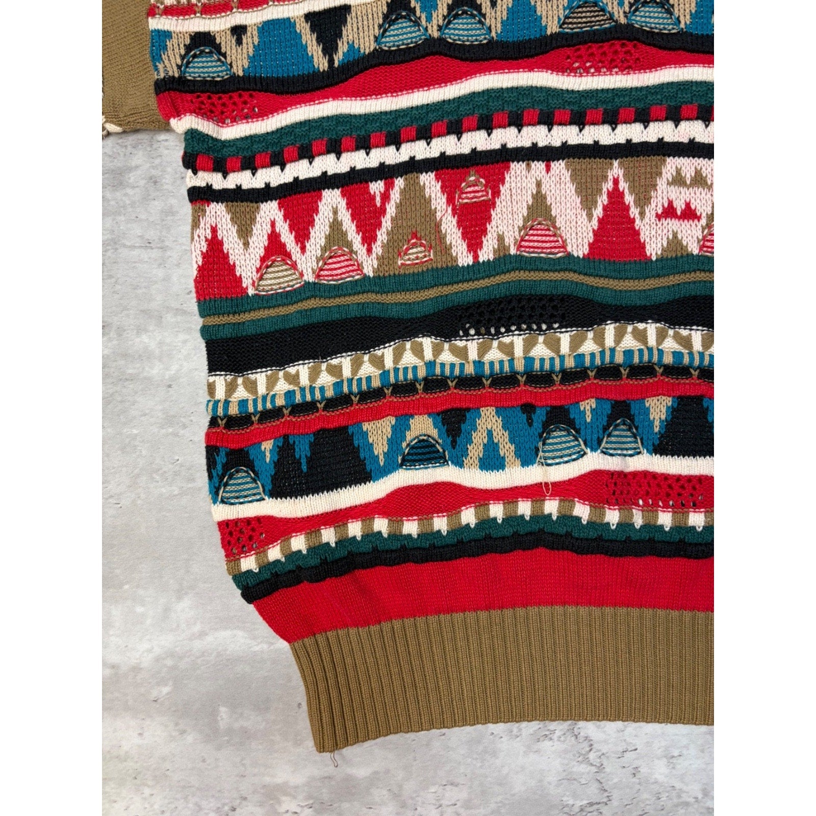 Vintage Dockside Abstract Pattern 3D Knit Sweater Size XL