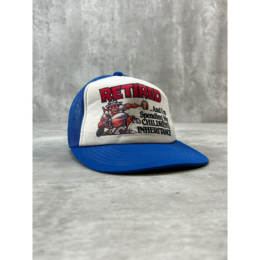 Vintage 80s/90s Retired And Spending My Children's Inheritance Snapback Hat OSFA