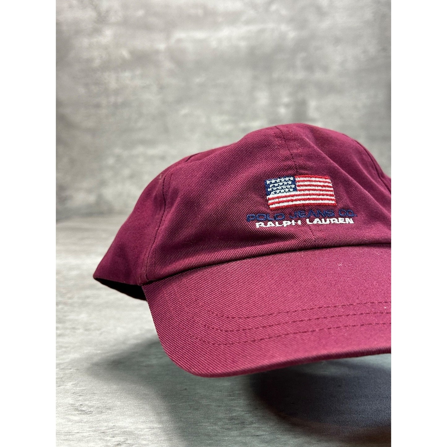 Vintage 90s Polo Ralph Lauren Embroidered Flag Strapback Hat Size S/M