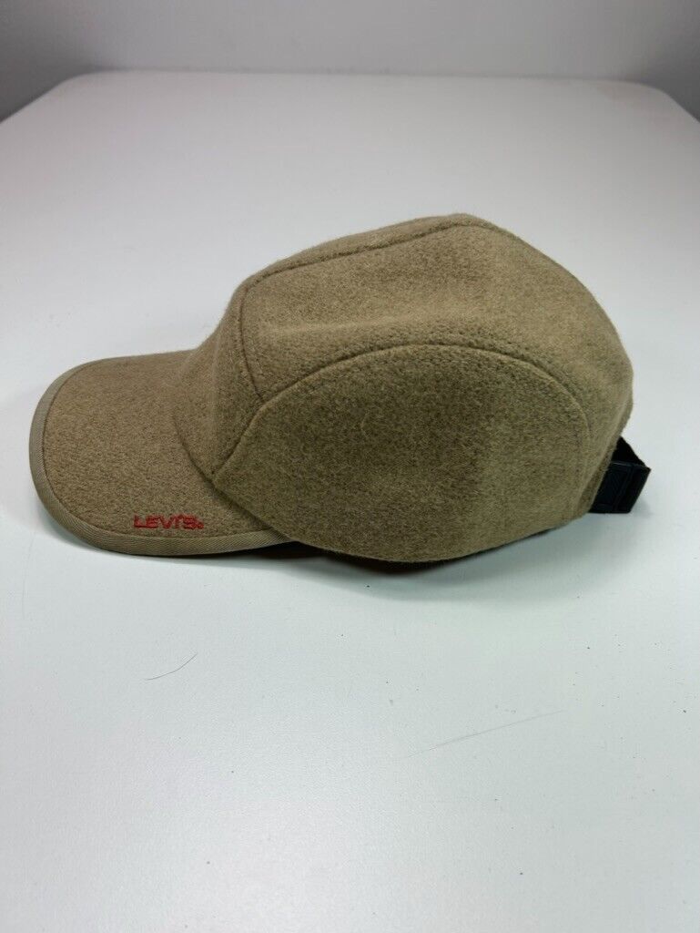 Vintage Levi's Red Tab Embroidered Wool Five Panel Strapback Hat OSFA Beige