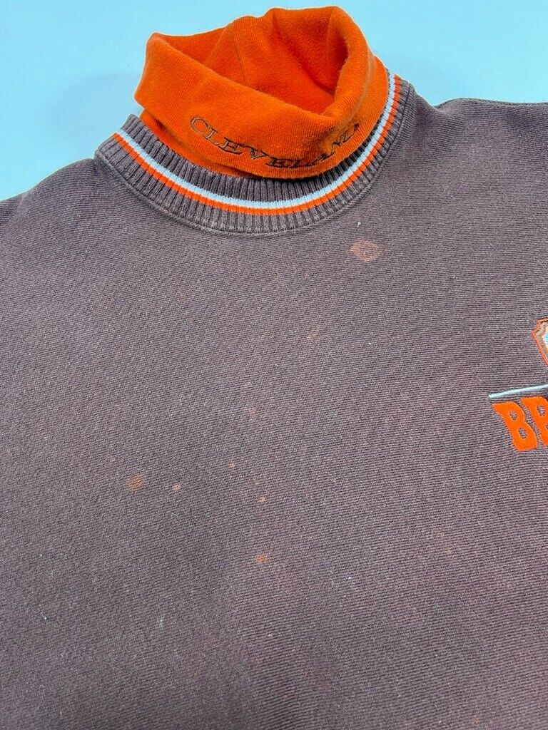 Vintage 90s Cleveland Browns NFL Embroidered Turtle Neck Sweatshirt Size Medium
