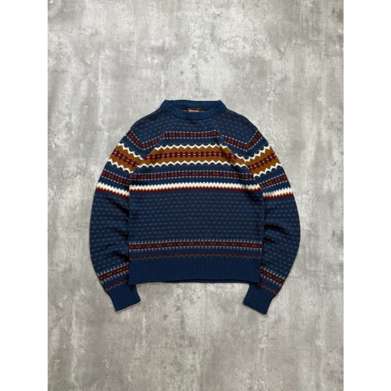 Vintage 80s/90s Horizon Striped Print Pullover Knit Sweater Size Medium