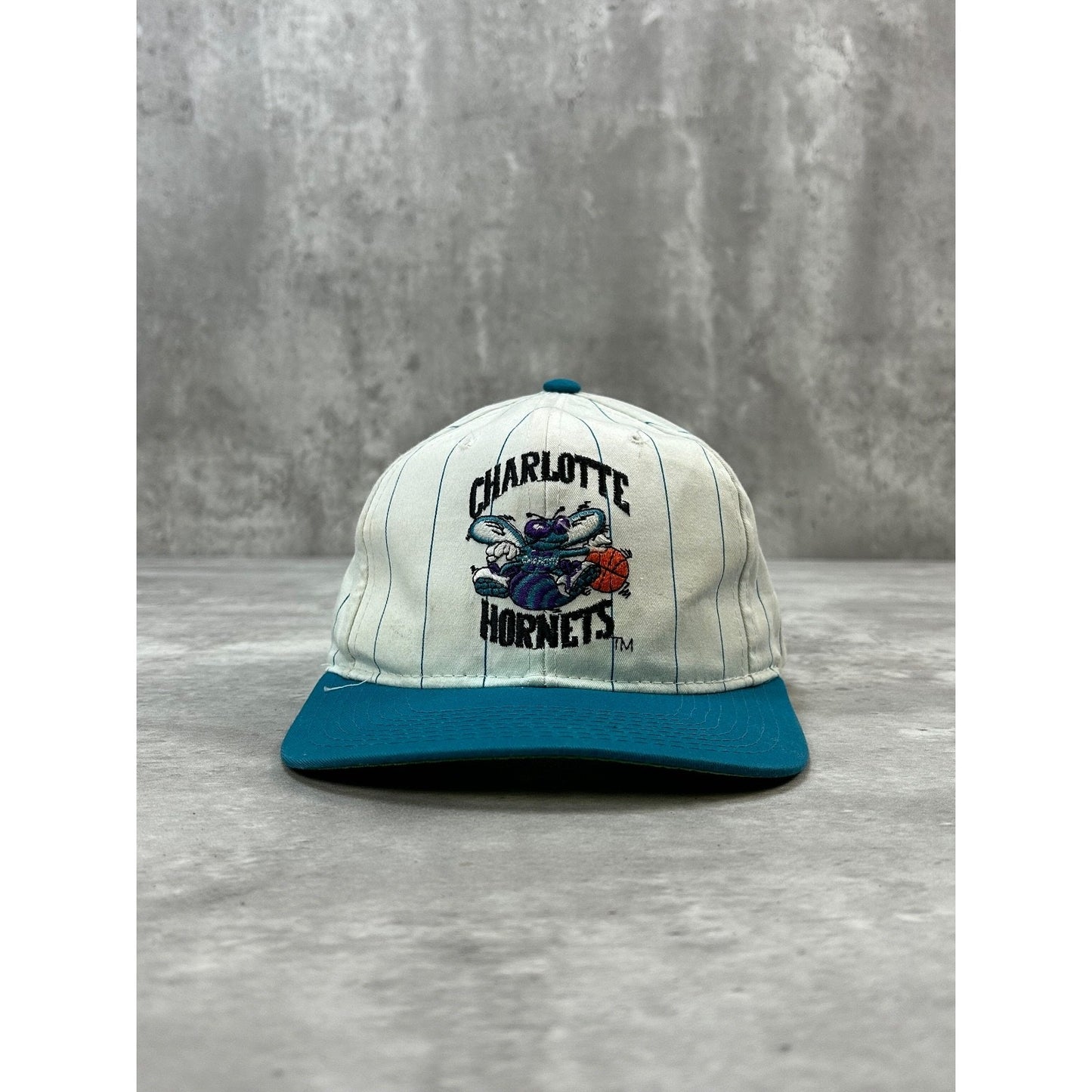 VTG 90s Charlotte Hornets NBA Pinstripe Starter Embroidered Snapback Hat OSFA