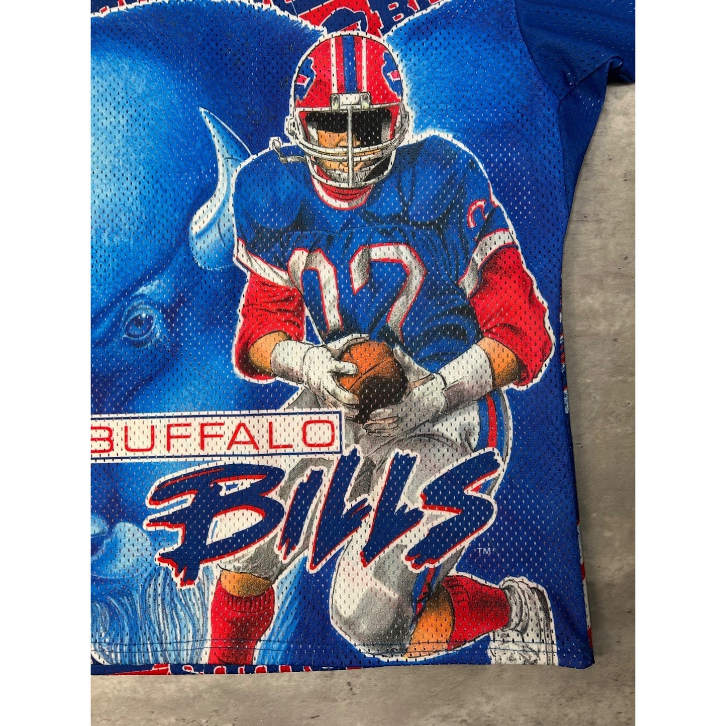 Vintage 90s Buffalo Bills NFL CCM Maska All Over Print Football Jersey Size XL