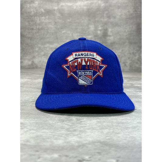 Vintage 90s New York Rangers NHL Embroidered Logo CCM Hockey Snapback Hat OSFA