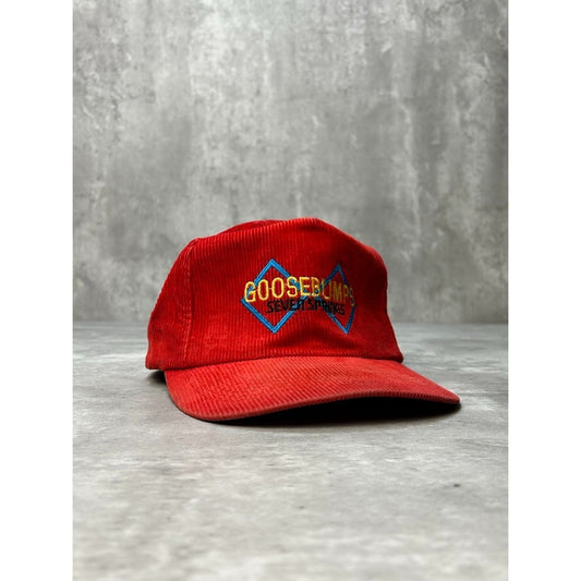 Vintage 90s Goosebumps Seven Springs Corduroy Skiing Snapback Hat OSFA