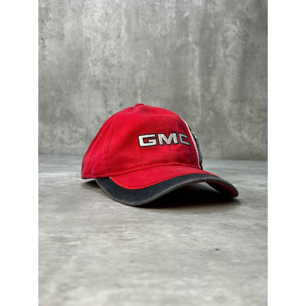 Vintage 90s GMC Embroidered Spellout Red Strapback Hat OSFA