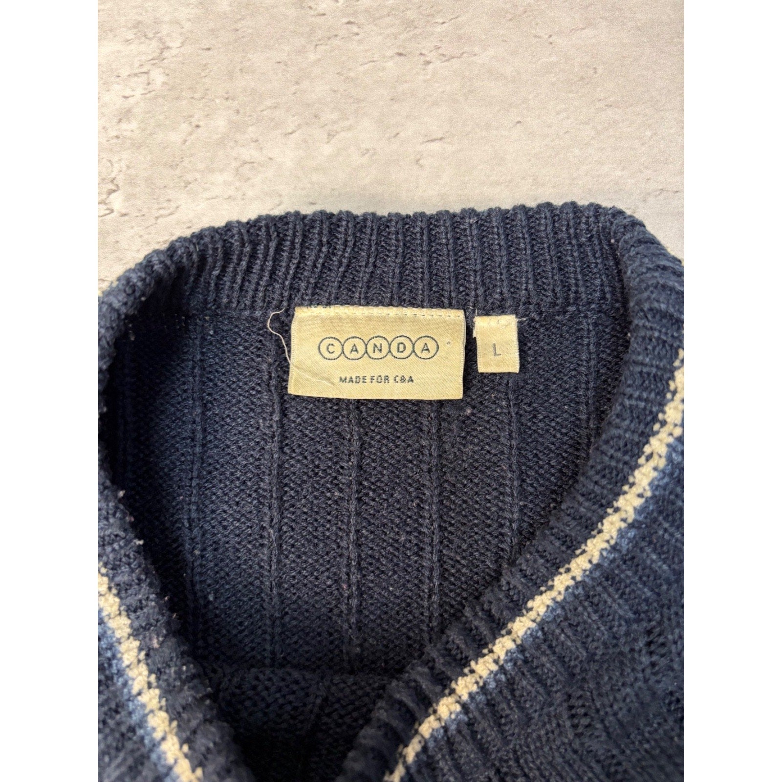 Vintage Canda Striped Ribbed Pullover Knit Sweater Size Large