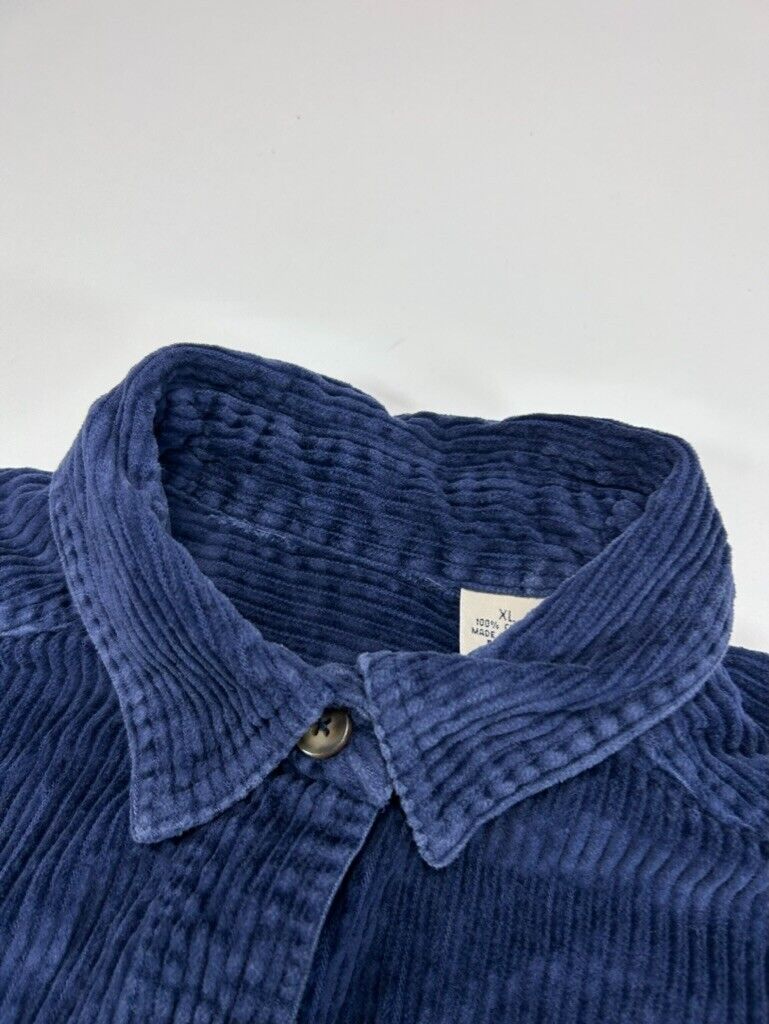 L.L. Bean Corduroy Double Pocket Long Sleeve Button Up Shirt Size XL Blue