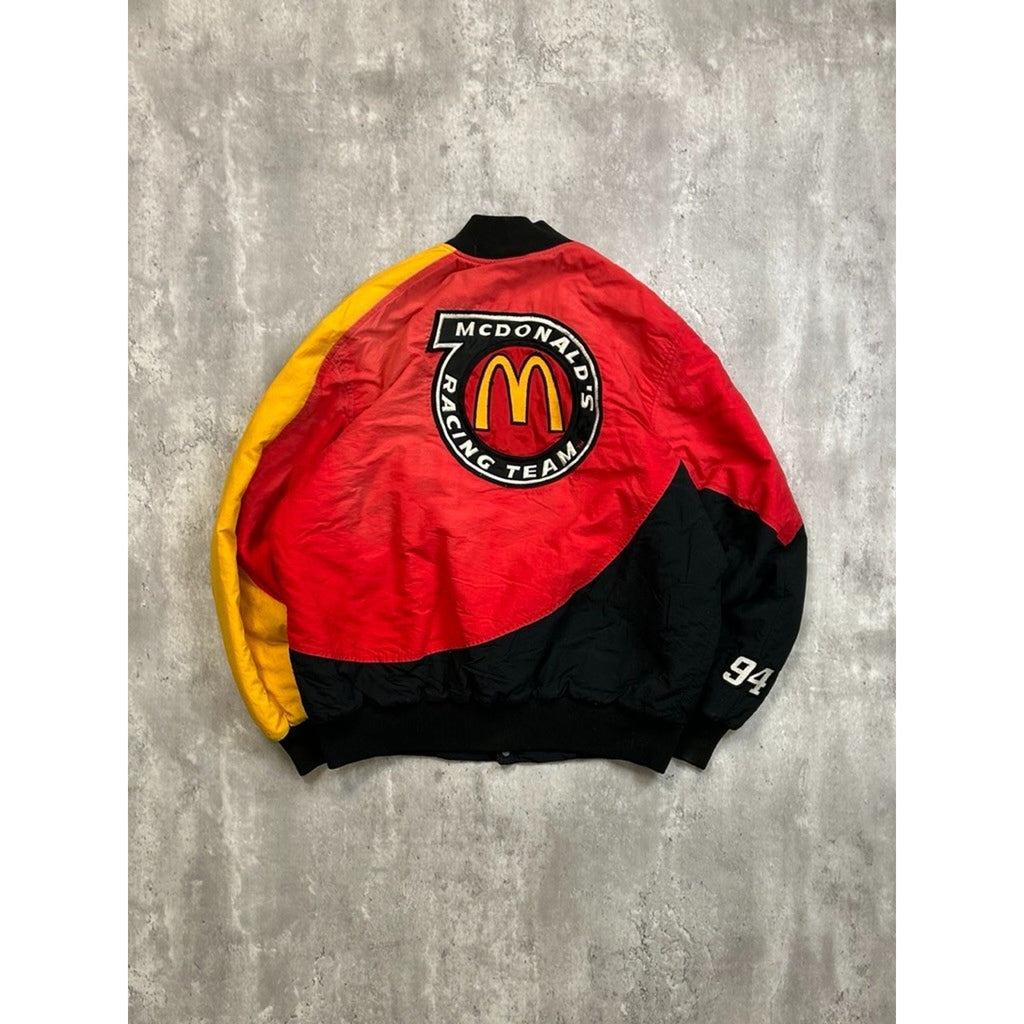 Vintage 1995 Bill Elliot #94 McDonalds Racing Nascar Bomber Jacket Size XL