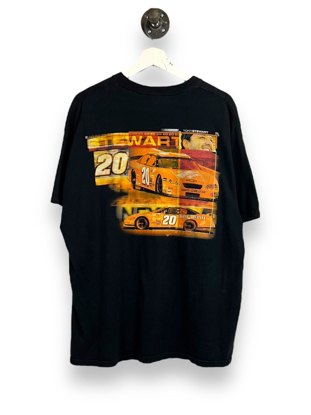 Vintage Tony Stewart #20 Nascar Home Depot Racing Graphic T-Shirt Size XL Black