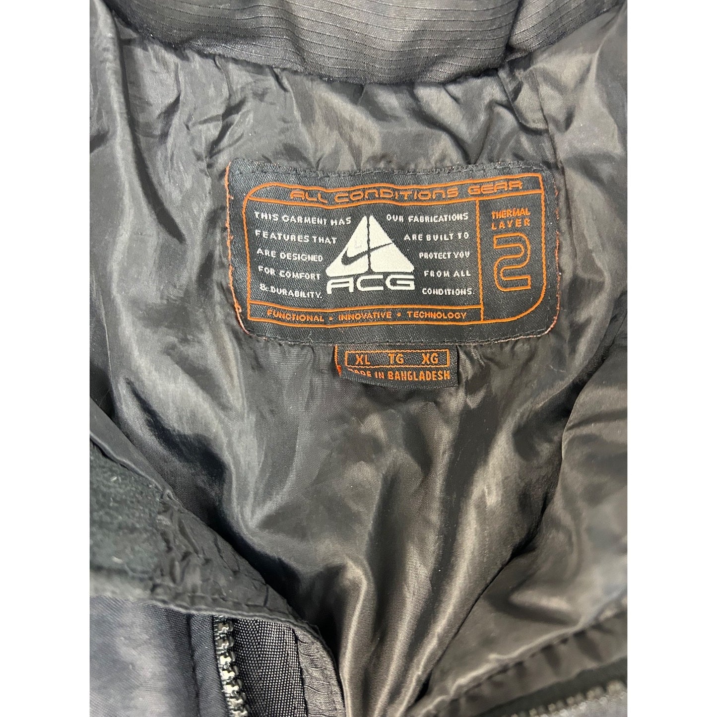 Vintage Nike ACG Embroidered Swoosh Full Zip Puffer Jacket Size XL