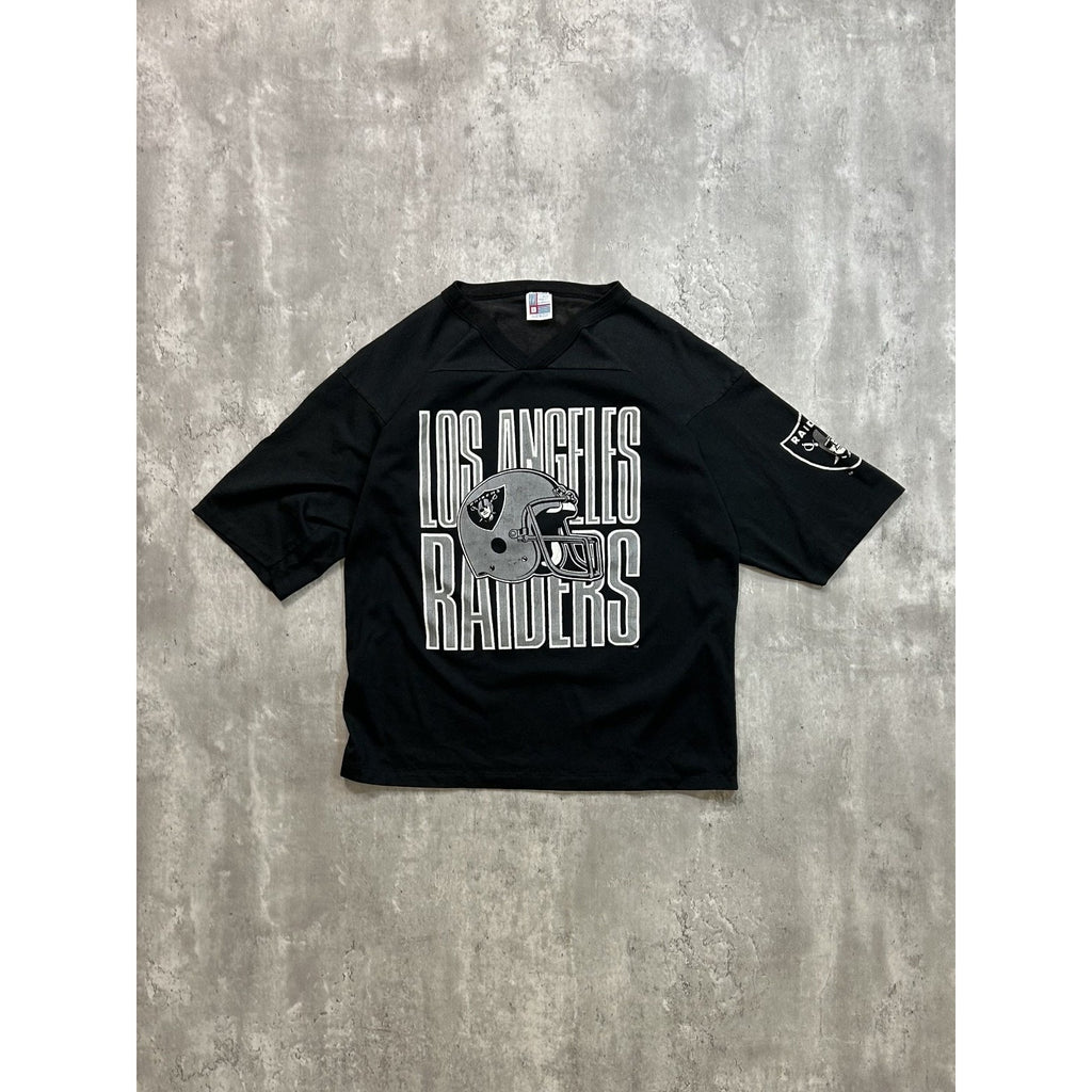 Vintage 90s Los Angeles Raiders NFL Helmet Spellout Graphic Jersey Size Large