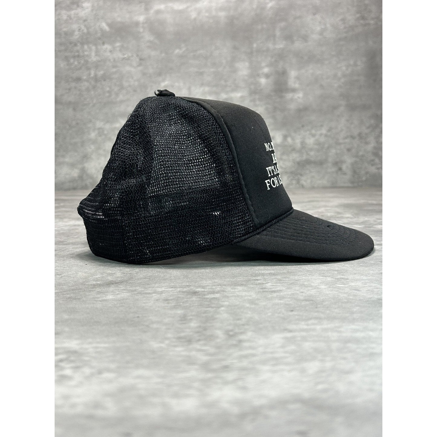 Vintage 80s Not A Bald Spot Comedy Slogan Trucker Snapback Hat OSFA Black
