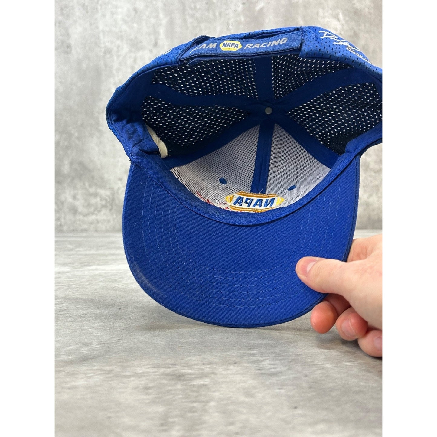 Vintage Napa Racing Embroidered Spellout Nascar Strapback Hat OSFA Blue