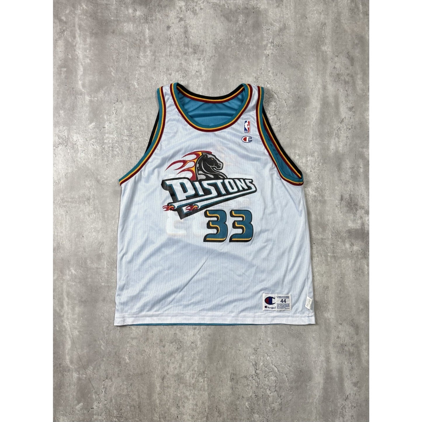 Vintage 90s Grant Hill #33 Detroit Pistons NBA Reversible Champion Jersey Sz XL