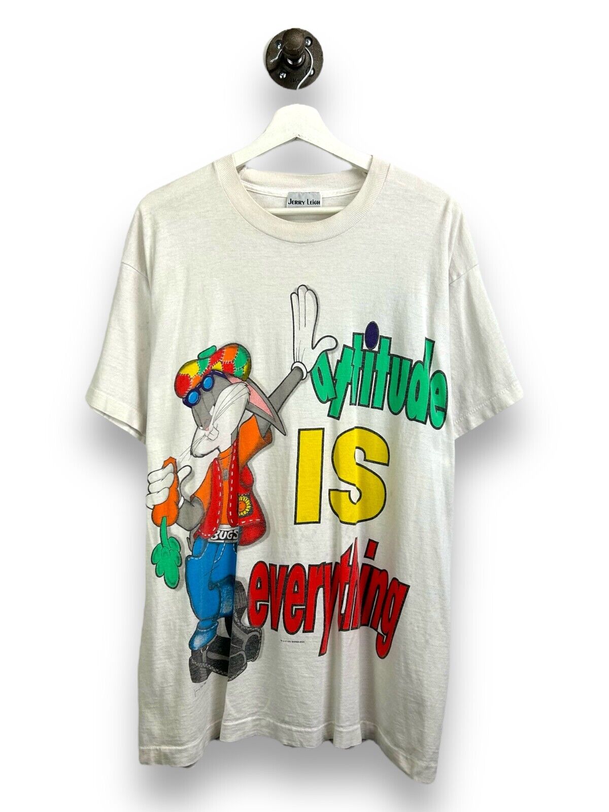 Vintage 1993 Looney Tunes Bugs Bunny Attitude Is Everything Graphic T-Shirt 2XL