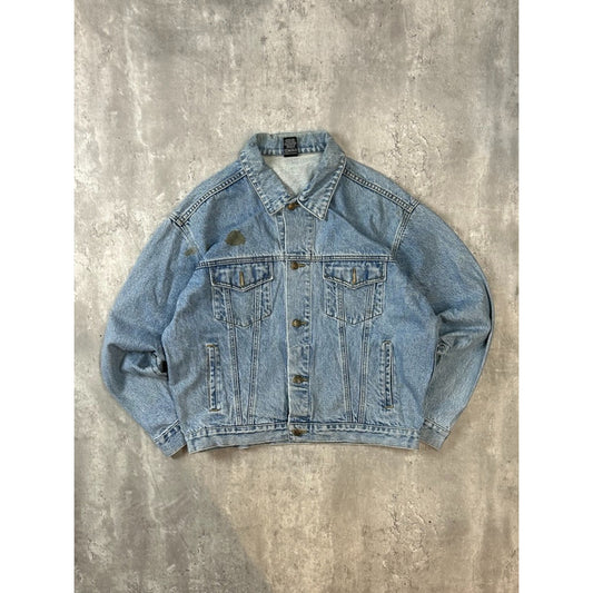 Vintage 90s Looney Tunes Embroidered Light Wash Denim Jacket Size Large