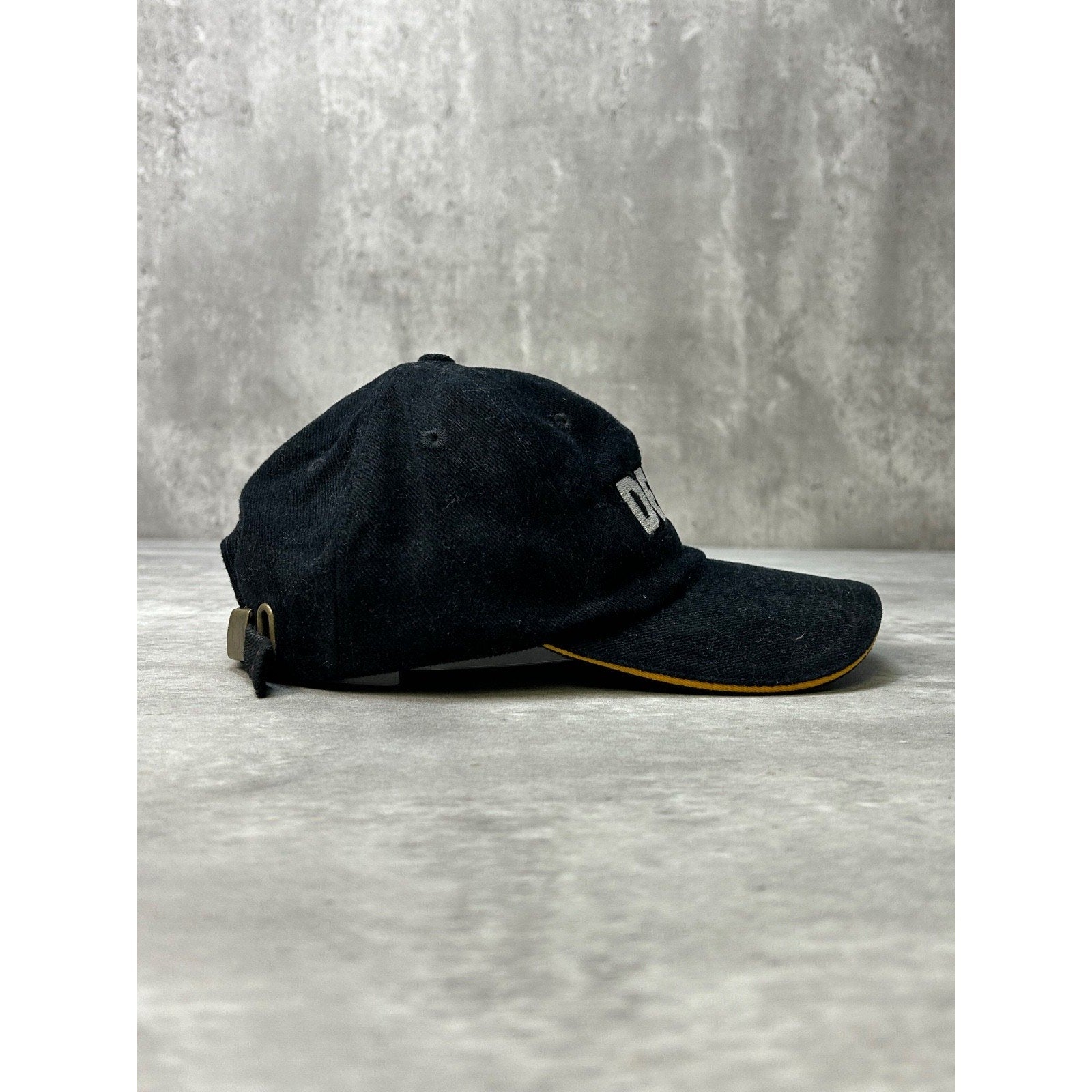Vintage John Deere Embroidered Spellout Black Strapback Hat OSFA