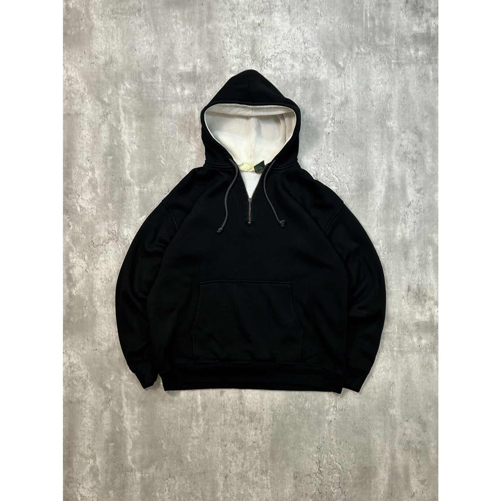 Vintage 90s Thermal Lined 1/4 Zip Pullover Hooded Sweatshirt Size XL