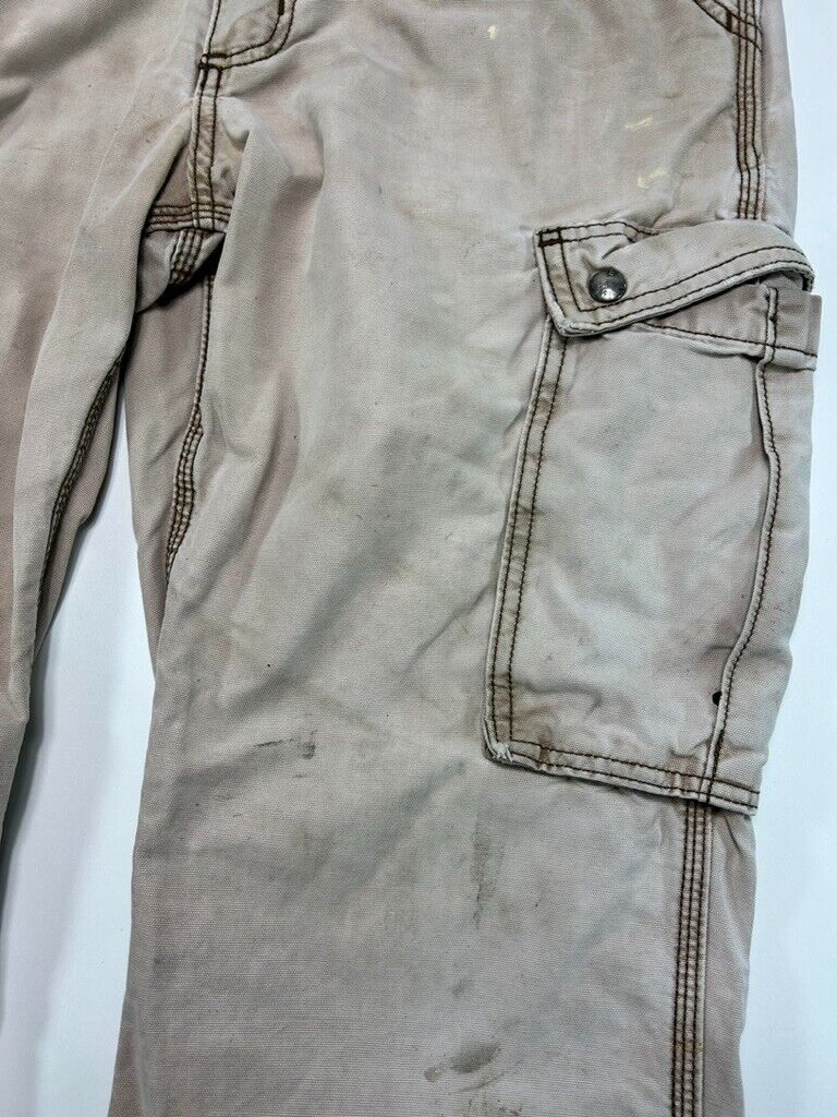 Carhartt Relaxed Fit Canvas Work Wear Cargo Pants Size 33W Beige