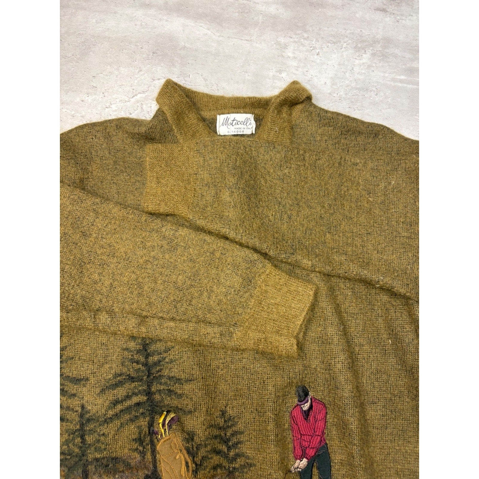 Vintage Montecelli Embroidered Golf 1/4 Button Knit Sweater Size Small