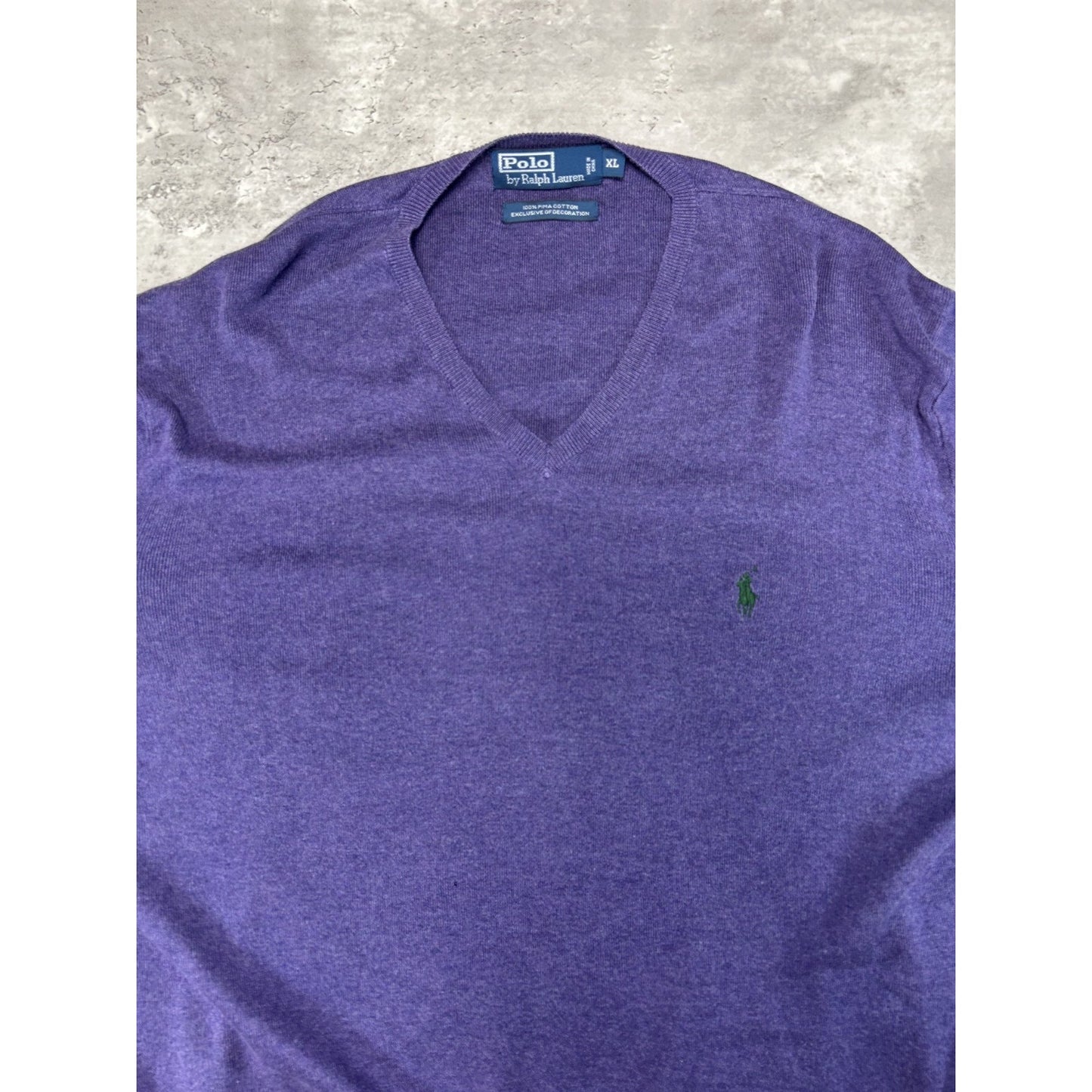 Vintage 90s Polo Ralph Lauren Embroidered Pony V-Neck Knit Sweater Size XL