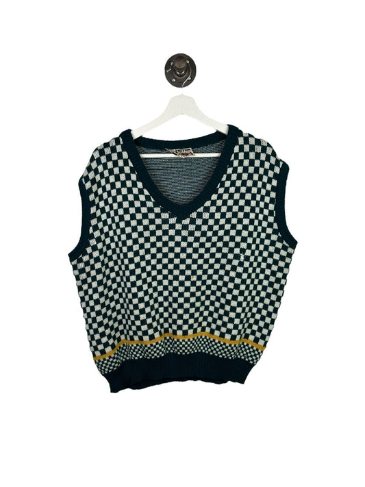 Vintage 80s/90s Triton Checkered Print Sleeveless Sweater Vest Size Large