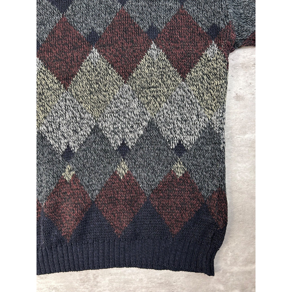 Vintage Puritan Diamond Stripe Print Pullover Knit Sweater Size Medium