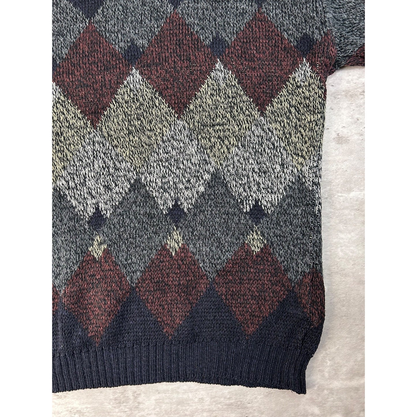 Vintage Puritan Diamond Stripe Print Pullover Knit Sweater Size Medium