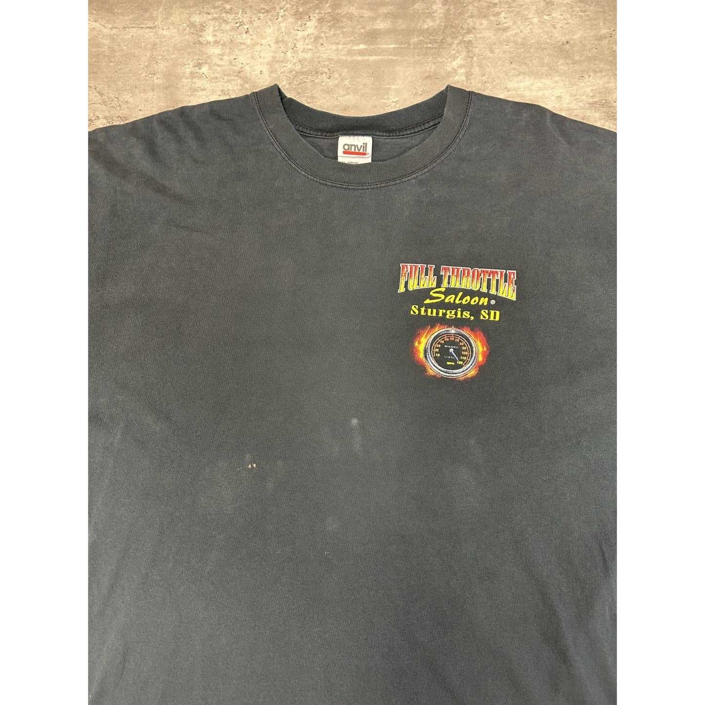 Vintage Full Throttle Saloon Flame Long Sleeve Graphic T-Shirt Size 2XL