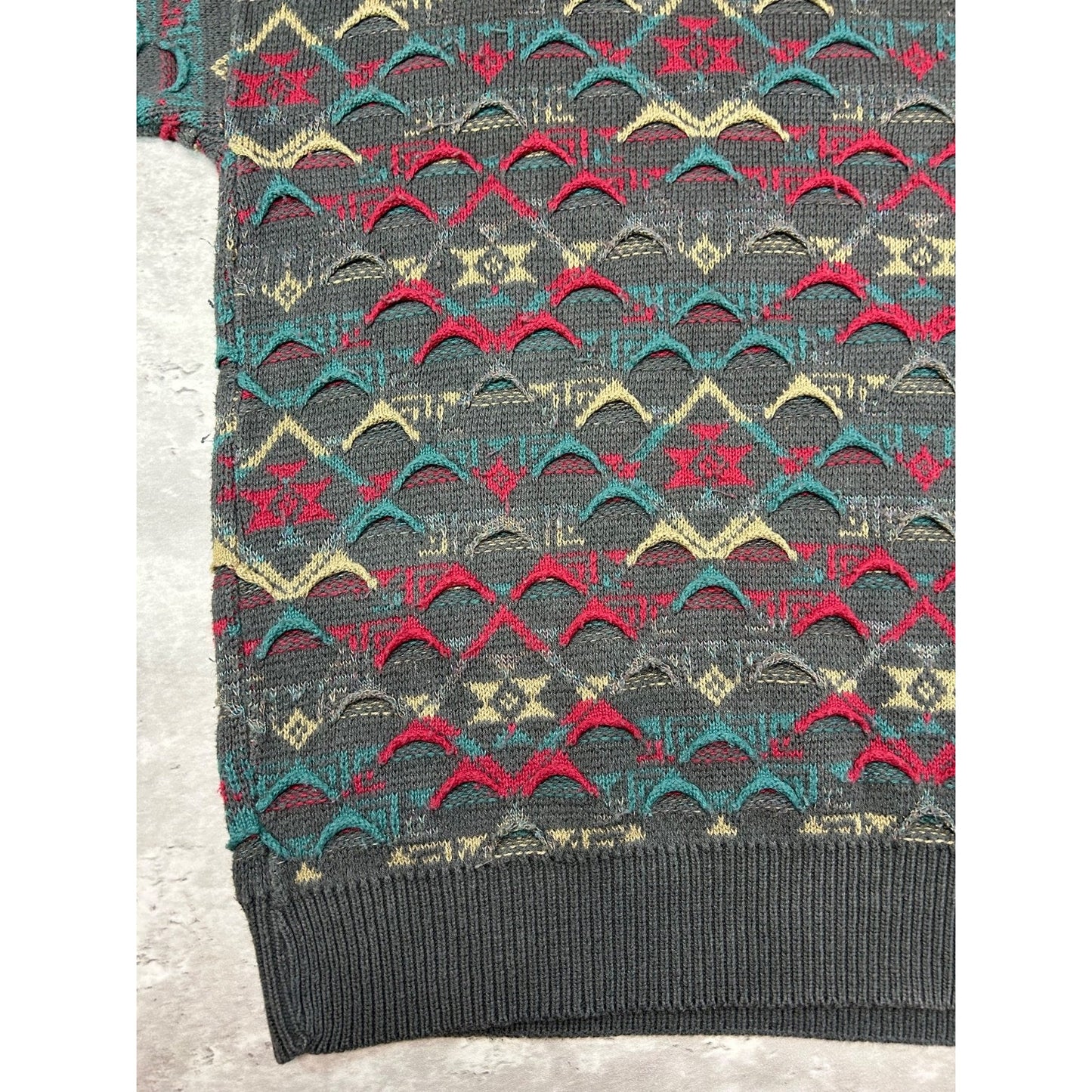 Vintage 90s John Weitz Abstract 3D Knit Pullover Sweater Size Large