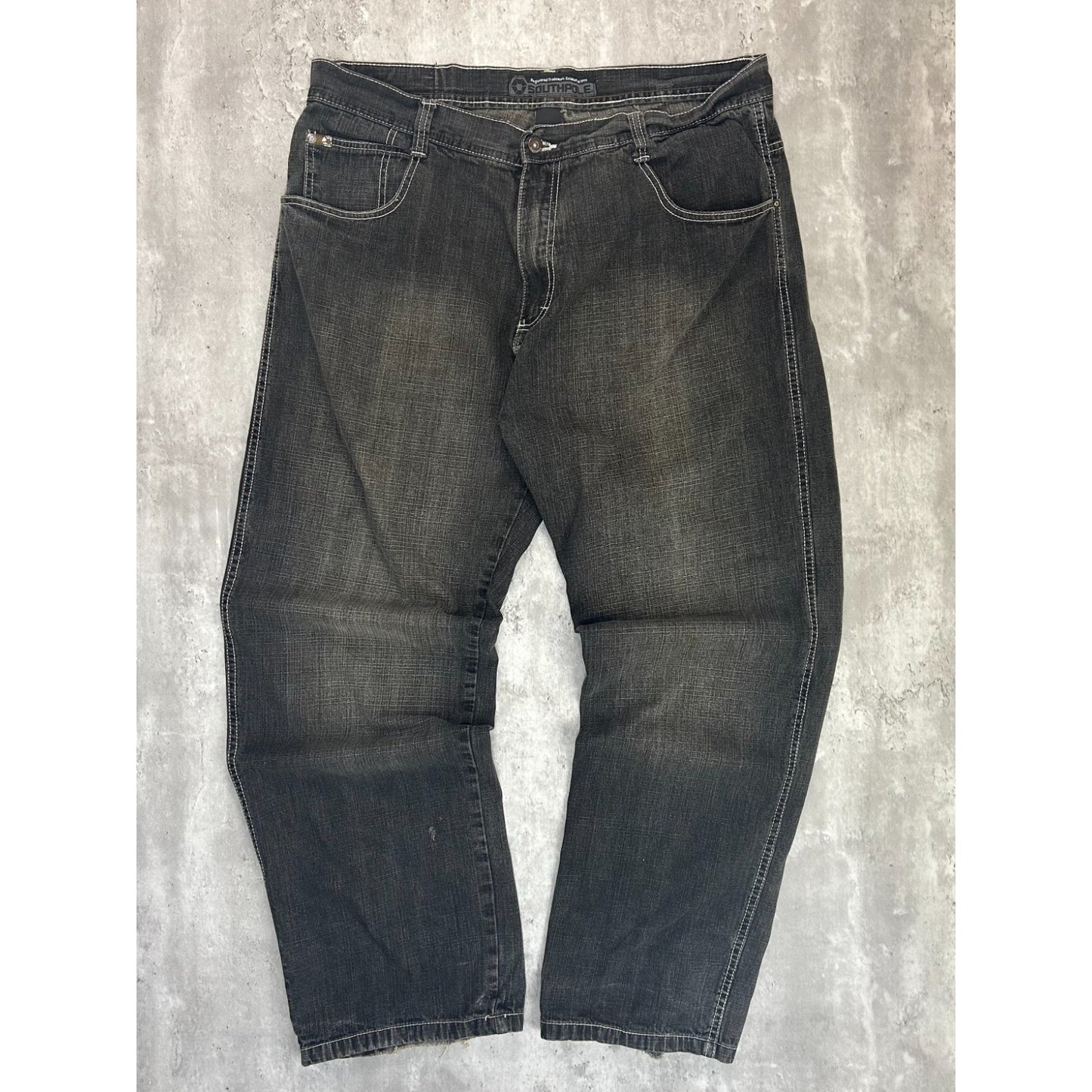 Vintage Y2K Southpole Faded Baggy Fit Black Denim Pants Size 42