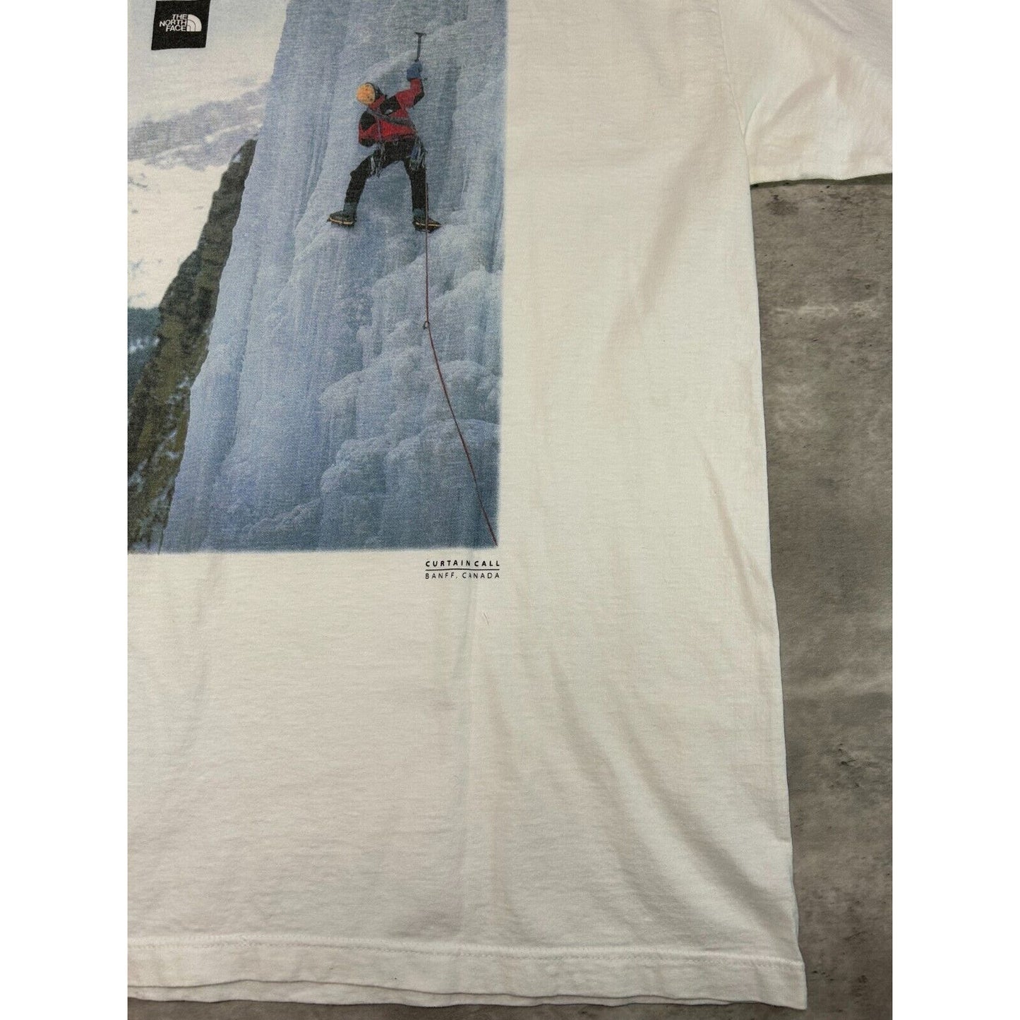 Vintage The North Face TNF Ice Climbing Graphic T-Shirt Size XL White