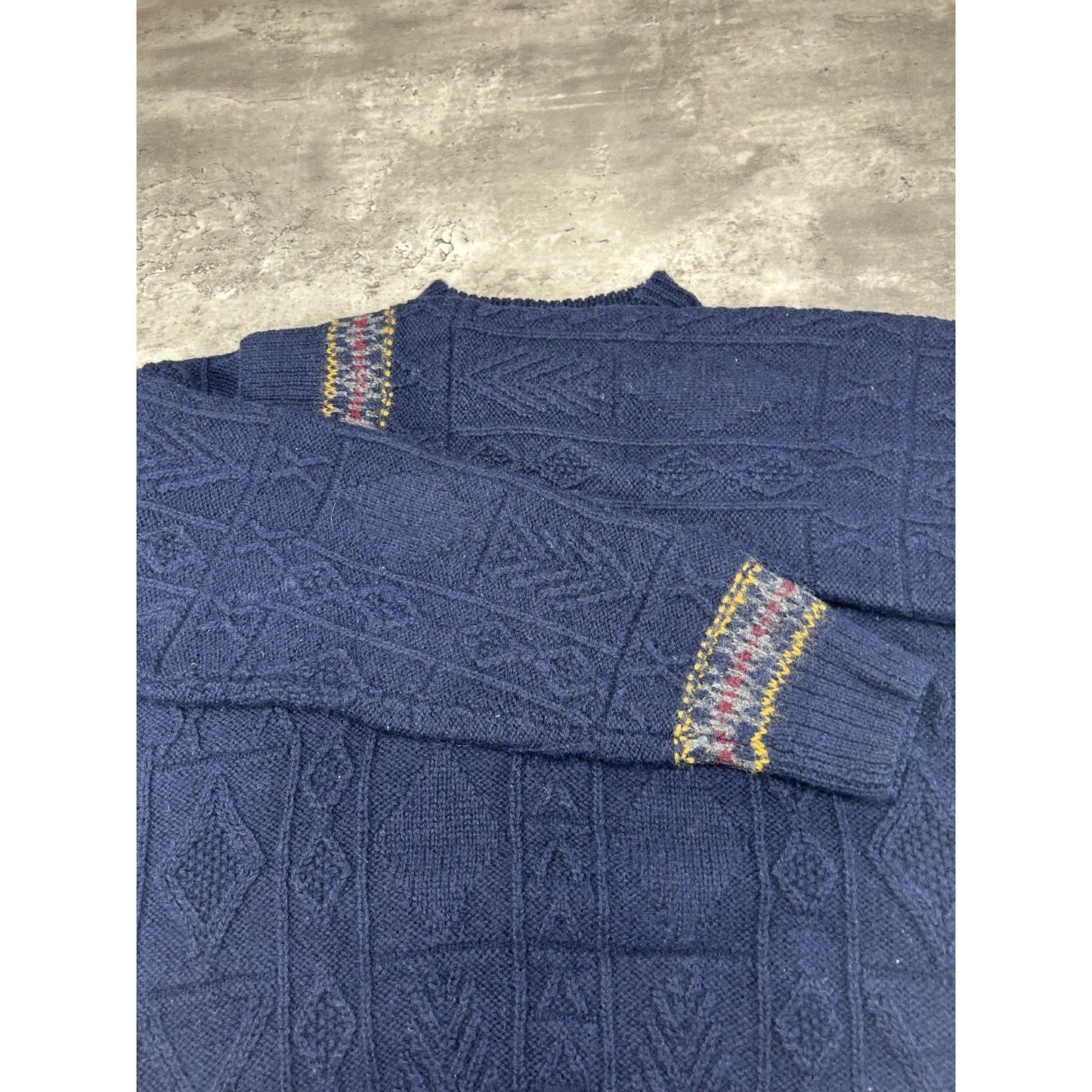 Vintage 90s Pattern Print Striped Ribbed Knit Sweater Size Large