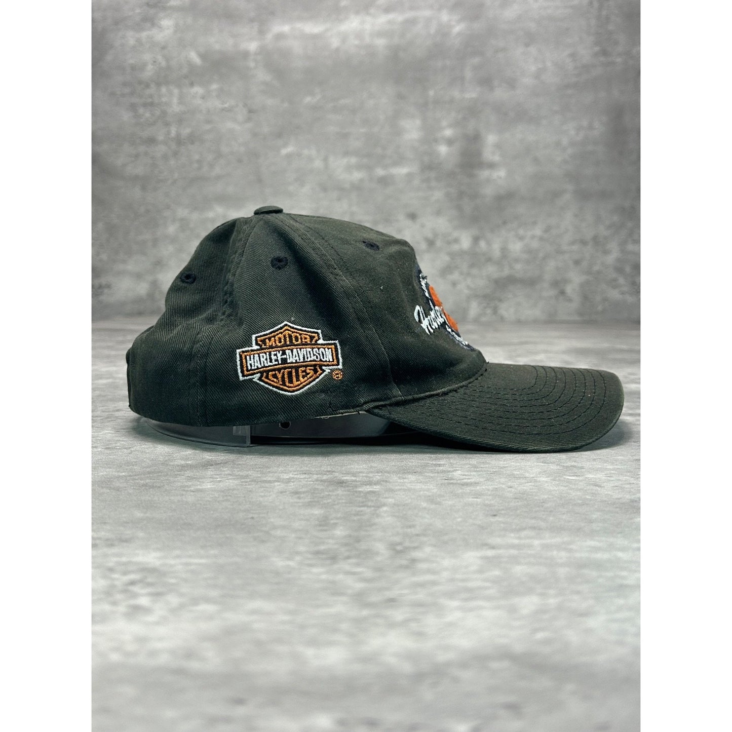 Vintage Harley Davidson Motorcycles Embroidered Spellout Snapback Hat OSFA
