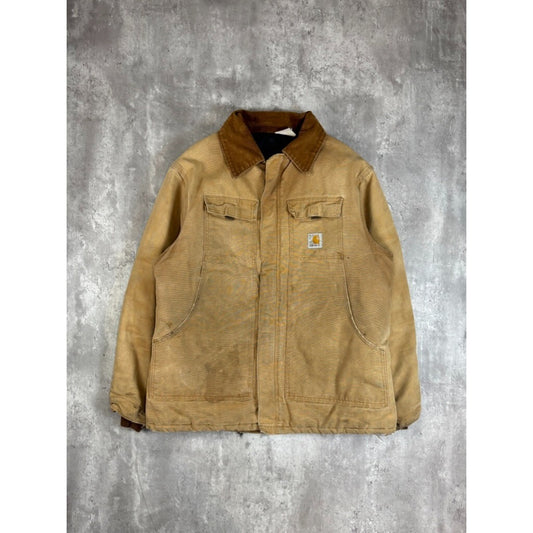 Vintage Carhartt Quilted Lined Canvas Workwear Arctic Jacket Size XL Beige