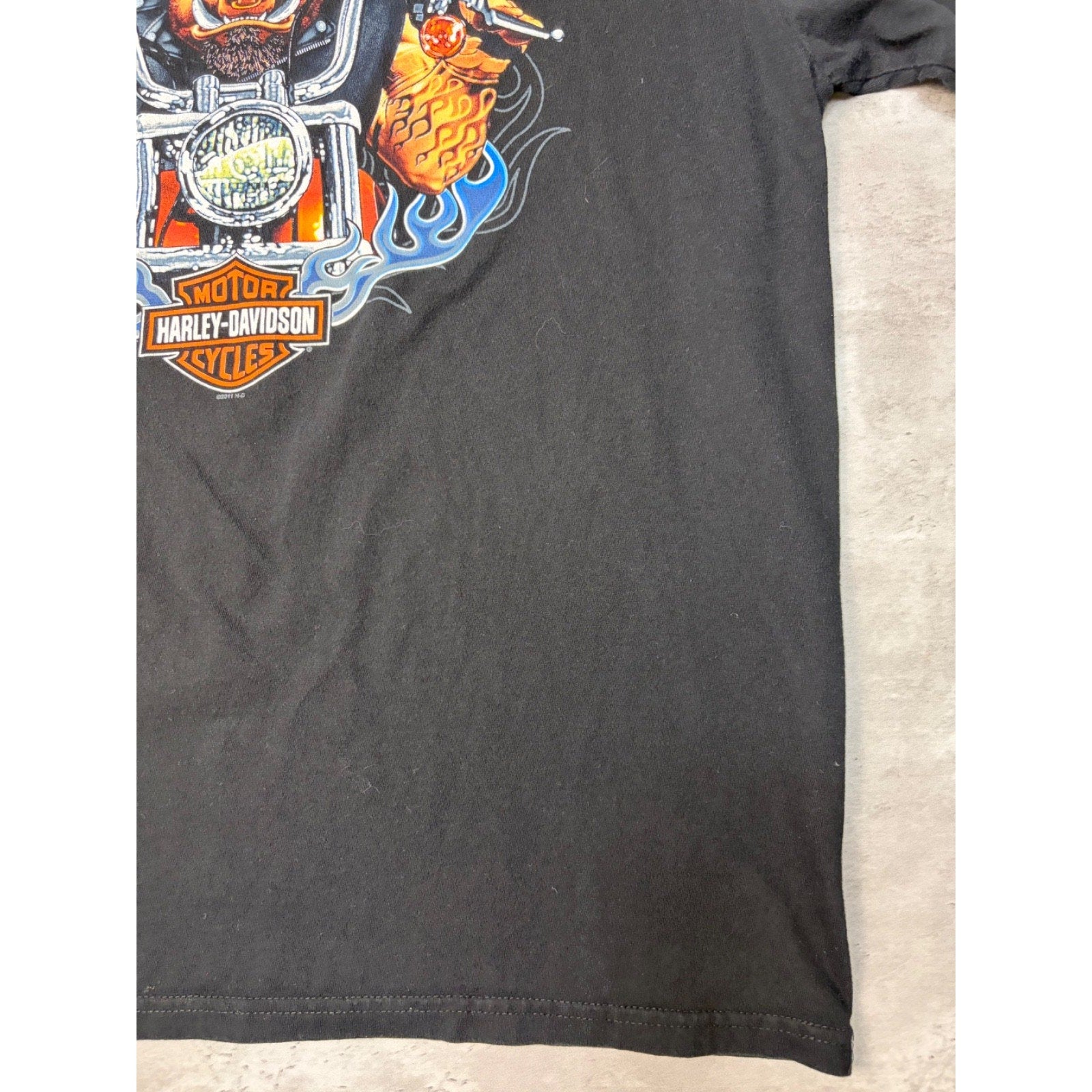 Vintage Harley Davidson Flaming Classic Logo Hog Graphic T-Shirt Size XL