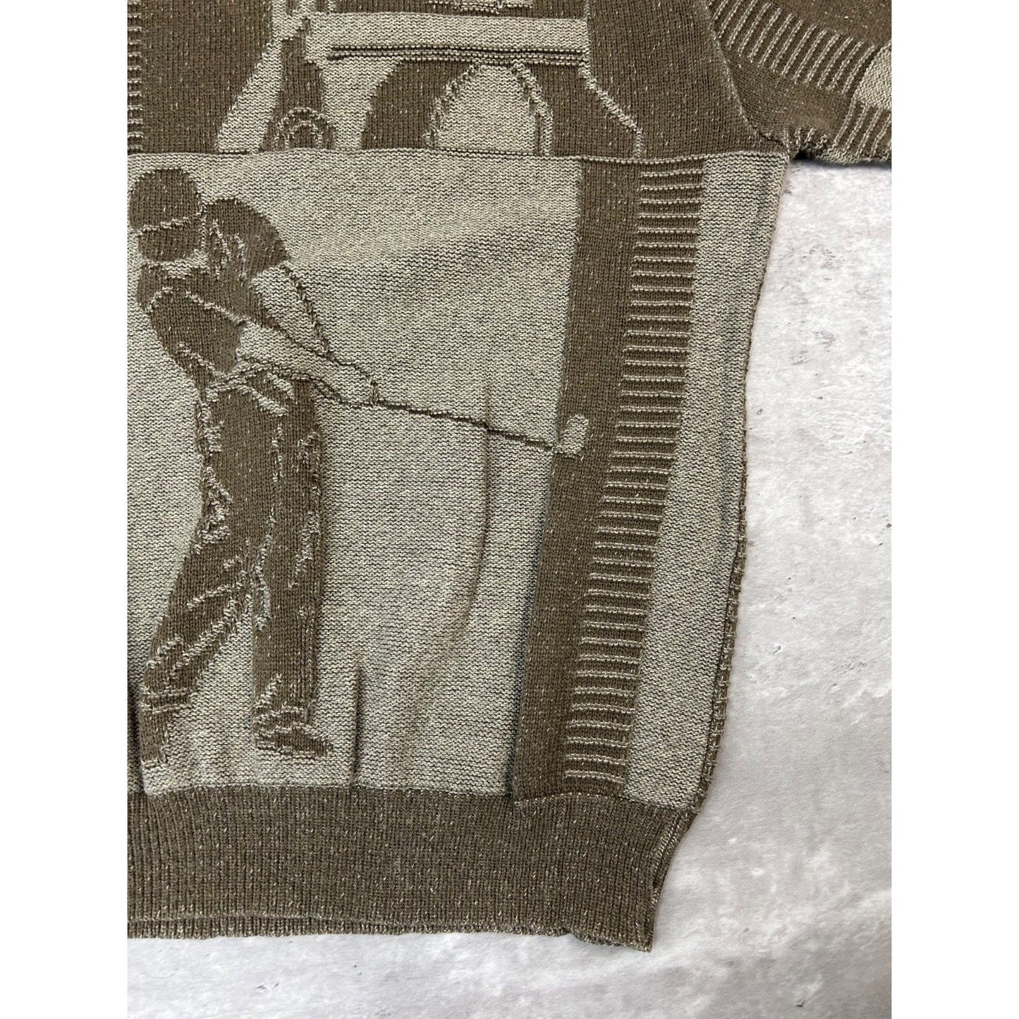 Vintage 90s Golf Paneled Graphic Pullover Ribbed Knit Sweater Size Large