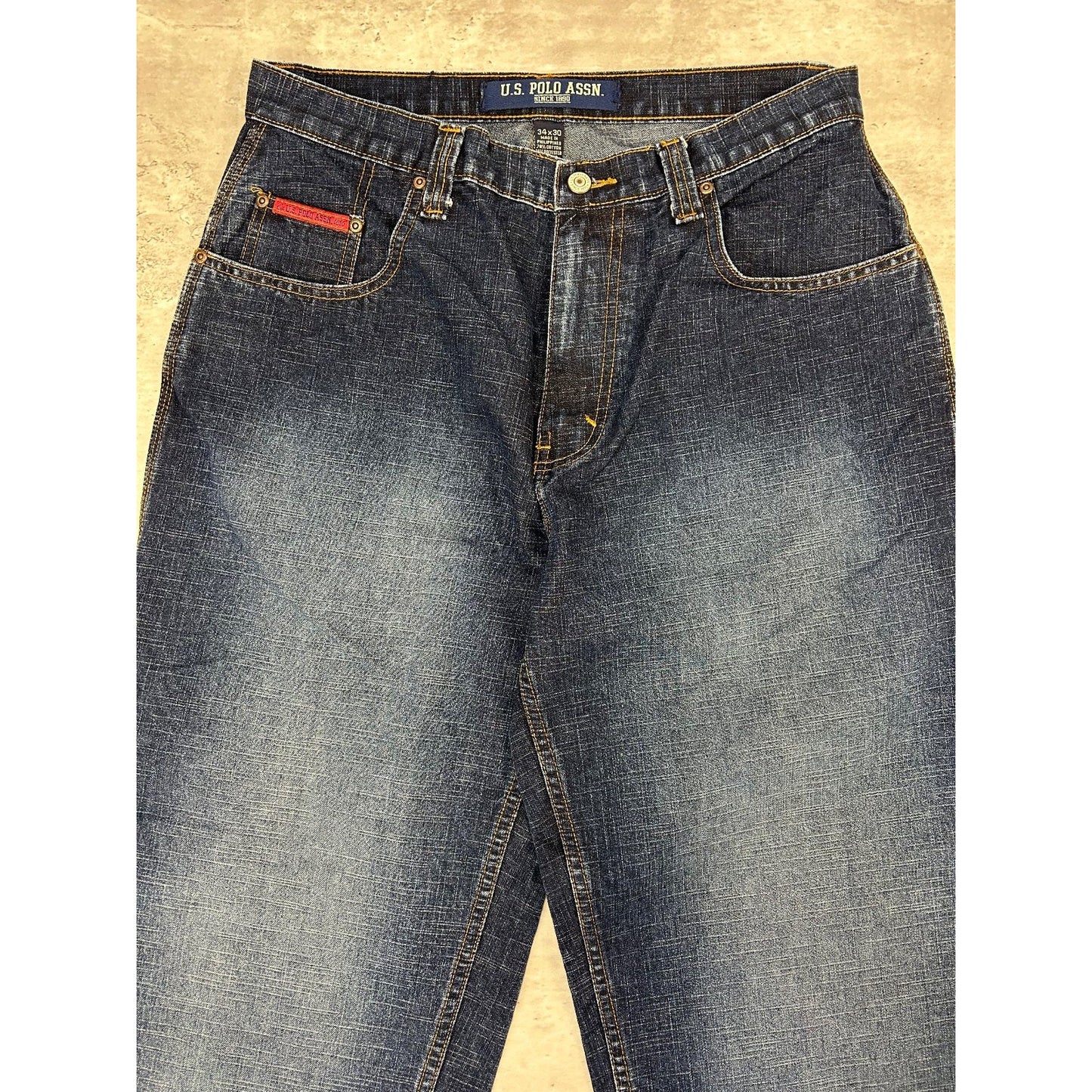 Vintage 2000s U.S. Polo Assn. Dark Wash Baggy Fit Denim Pants Size 33